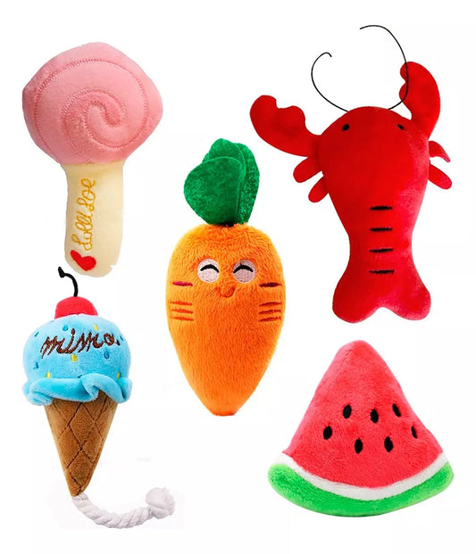 Kit 5 Brinquedos de Pelúcia com Som para Cães - Diversão e Qualidade